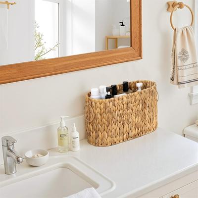 Caixa de Armazenamento Retangular Cesta de Armazenamento Trançada Imitação de Rattan Cesta de Armazenamento de Lanches e Diversos para Mesa de Escritório Cesta de Armazenamento