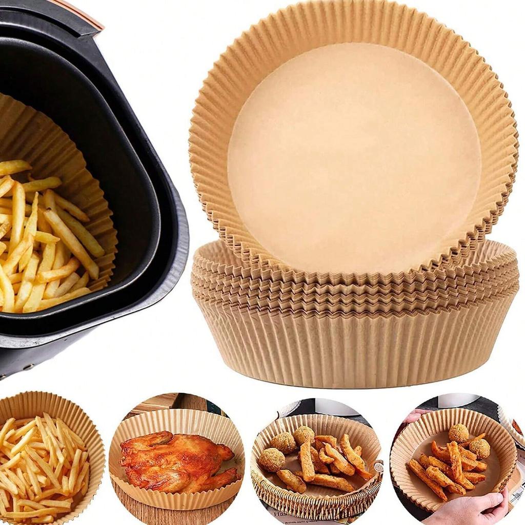 200Pcs Round Air Fryer Parchment Paper, Anti-Oil Paper For Baking, Bbq Outdoor Activities Kitchen Air Fryer Liners Air Fryer Paper Airfryer Air Frier
