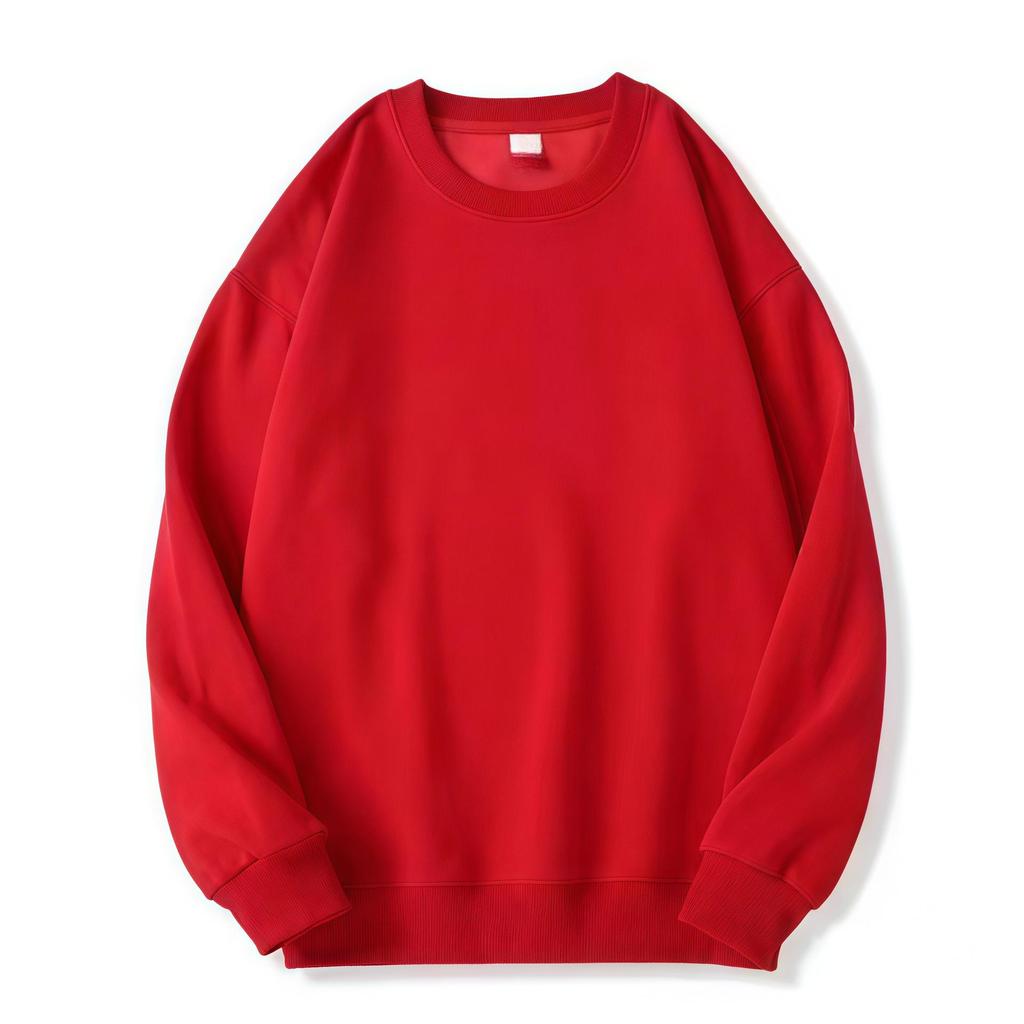 Sweatshirt Homme Poids Lourd 320g Coton Col Rond Épaules Tombantes - Couleur Unie, Coupe Ample Automne, Manches Longues