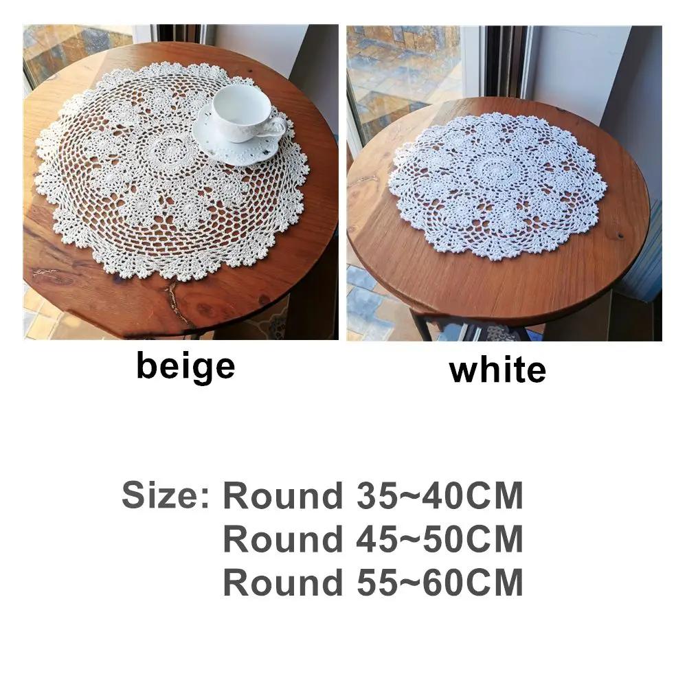Table Mats Round Handmade Cotton Pad Crochet Kitchen Coaster Tablecloth Placemat Lace Doilies Christmas Table Mats