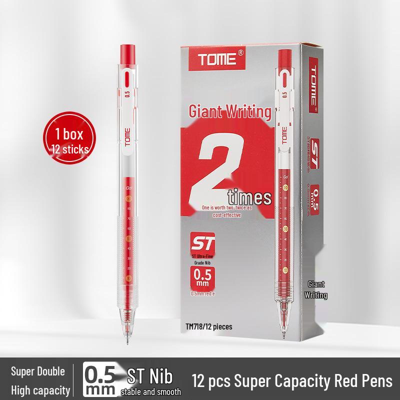 

TOME Super Writer 0.5mm Tip Exam Click Pen Set – Black, Red, Blue for Students and Office. 0.5mm красный