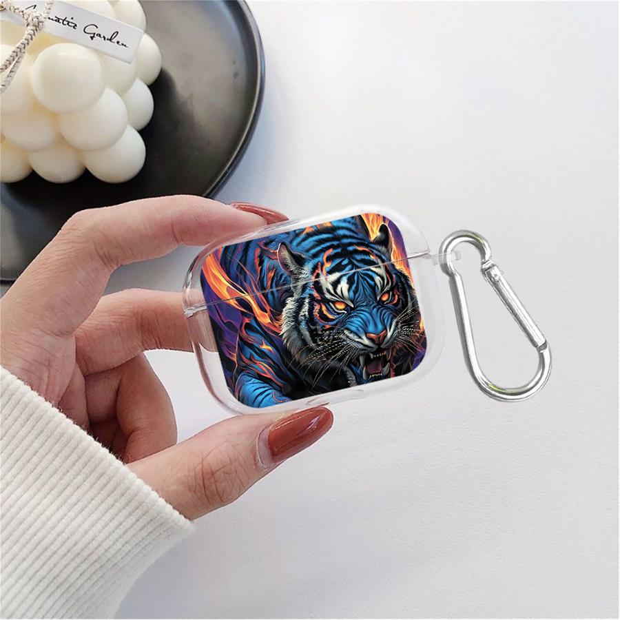 Clear Earphone Cases Cover Case For Airpods Pro3 Pro2 3 1 Pro 4 2 Fire Tiger Design