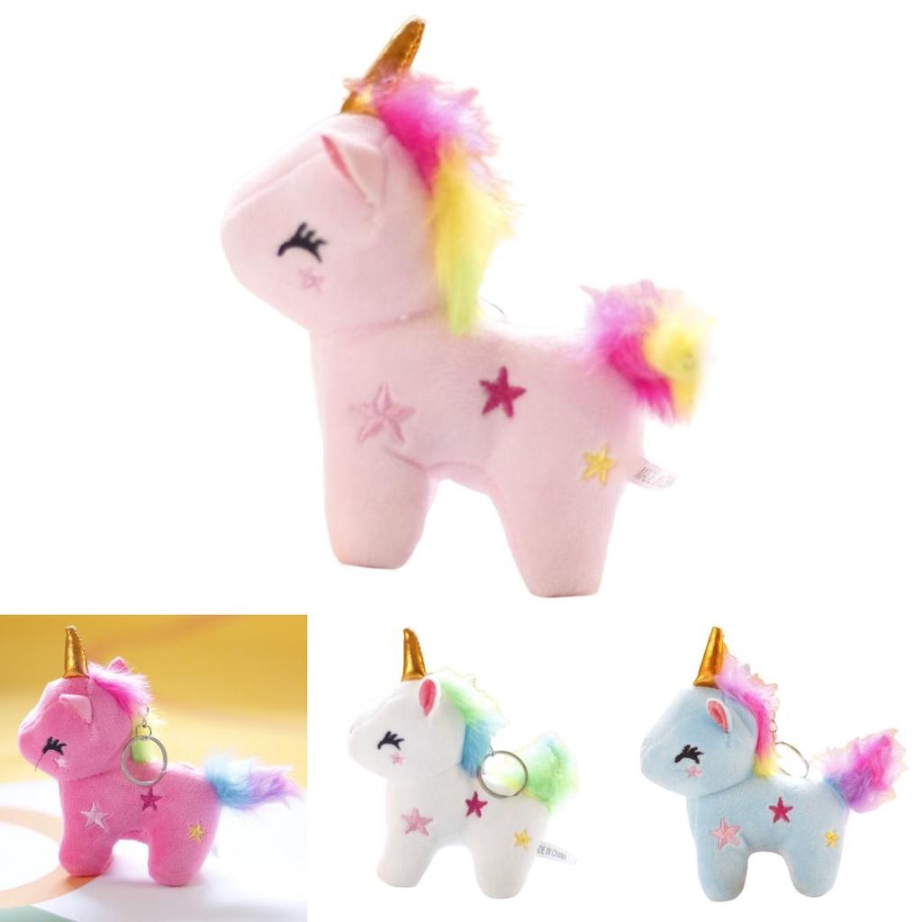 Niedlicher Regenbogen Einhorn Plüschtier Schlüsselanhänger Großhandel Stofftier Anhänger für Mädchentaschen