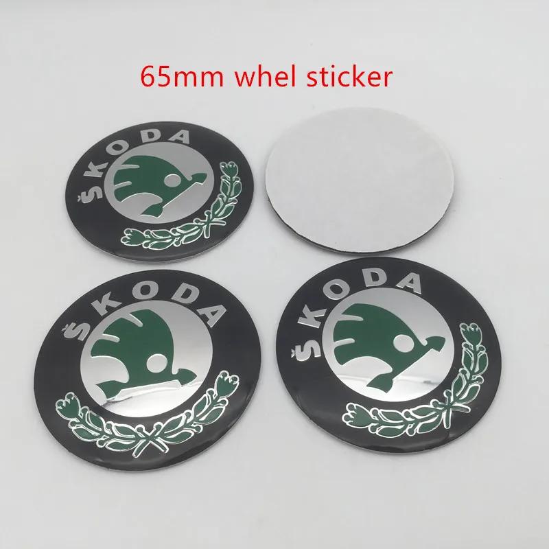 AAAJJ1 4pcs 3D 56mm 60mm 65mm 70mm 75mm For Skoda Car Emblem Wheel Hub Center Cap Badge Covers Sticker Decals Styling Accessories
