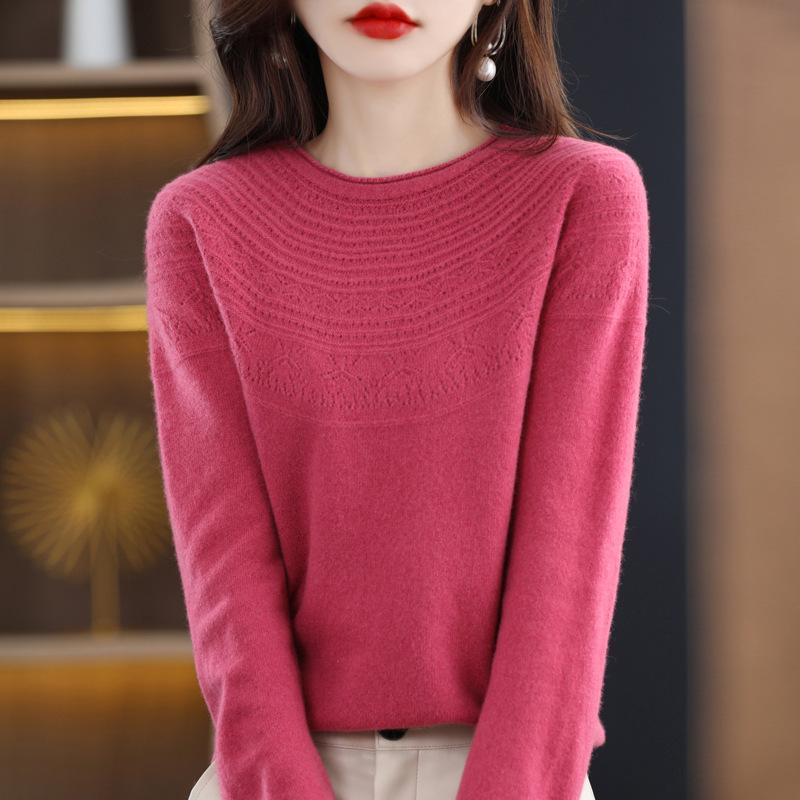 2023 Autumn Women's Pure Wool Round Neck Knit Sweater Cardigan - Stylish & Versatile