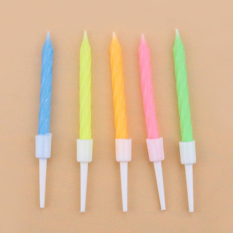 Birthday Cake Sucking Card with Small Threaded Candles Romantic Party Party Colorful Mixed 10 Spiral Candles
