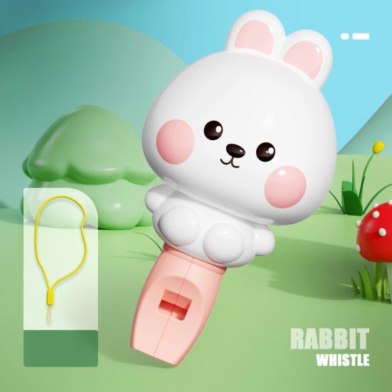 Kids Cartoon Animal Whistle Toy with Lanyard Toddlers Boys Girls Educational Rabbit Pig Bear Whistle Sound Maker Musical Instrument Toy