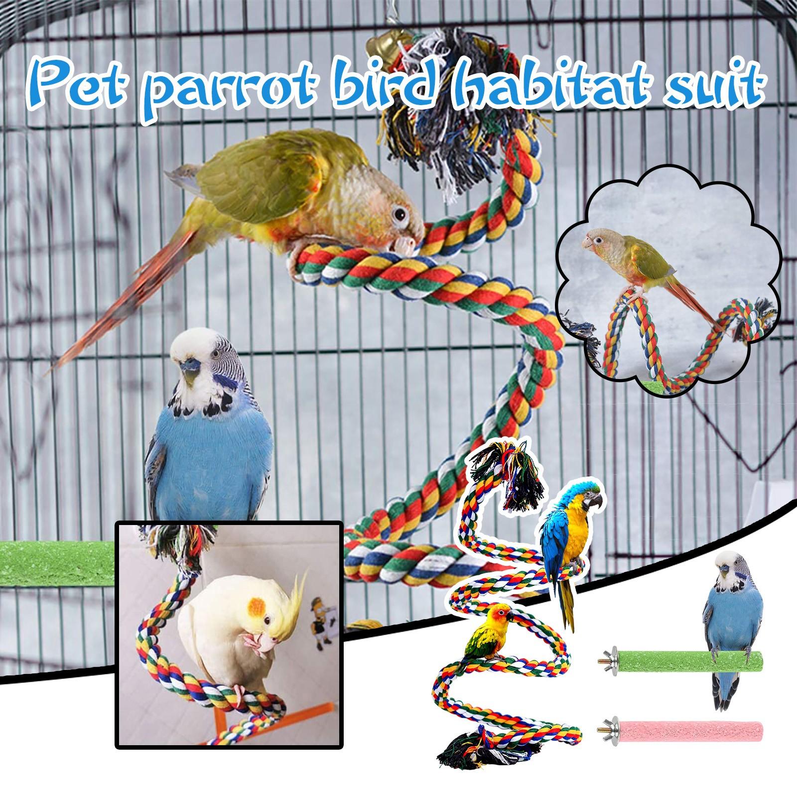 

Комбинация жердочек для лазания из хлопковой веревки для птичьей клетки, молярная жердочка, жердочка для стачивания клюва