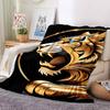 1pc Golden Tiger Head Blanket Lightweight Flannel Blanket Throw Blanket For Sofa, Bed, Travel, Camping, Livingroom, Office yy251015152
