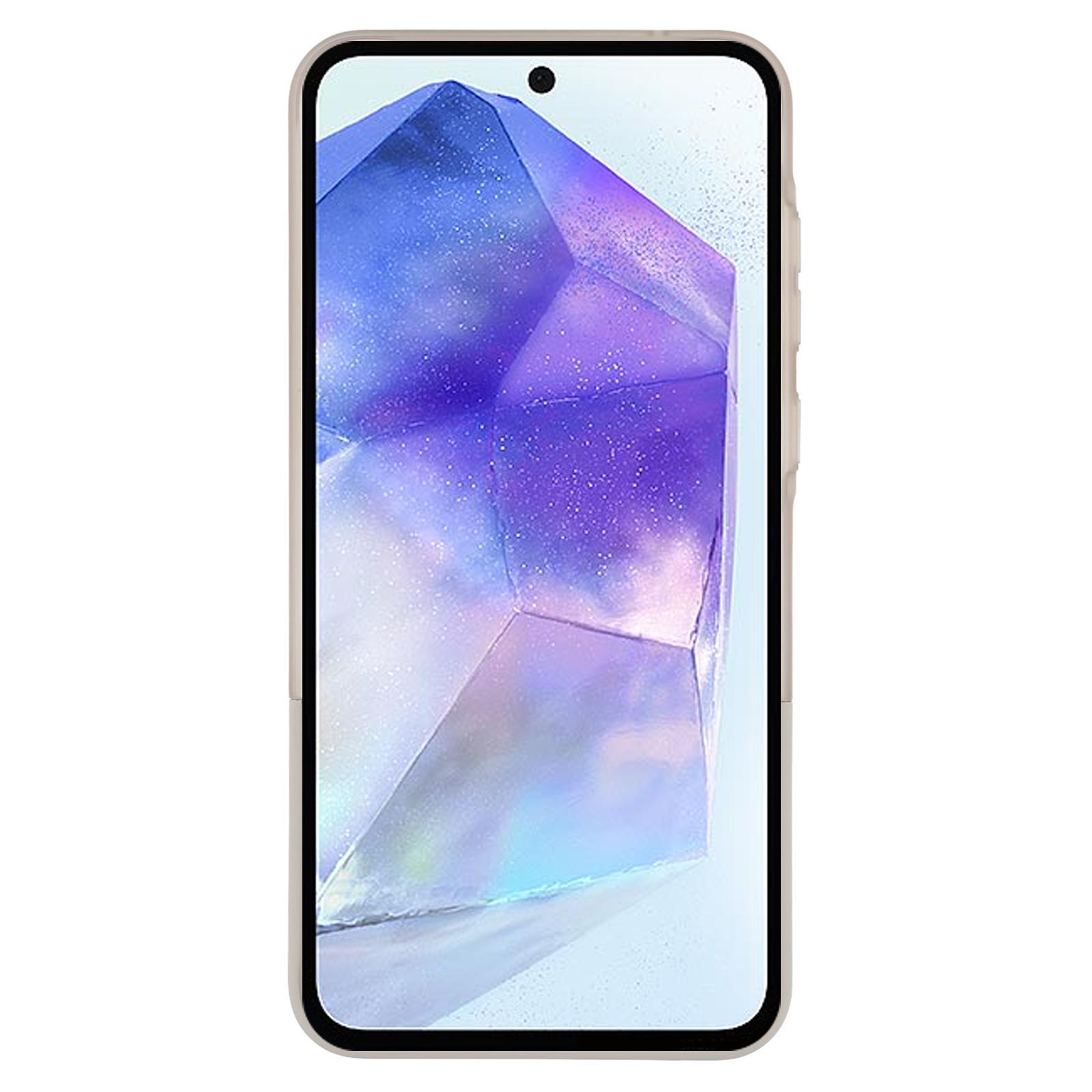 

For Samsung Galaxy A35 5G Case Dual Color Splicing Matte PC Phone Cover Large Camera Cutout Transparent Grey+Grey