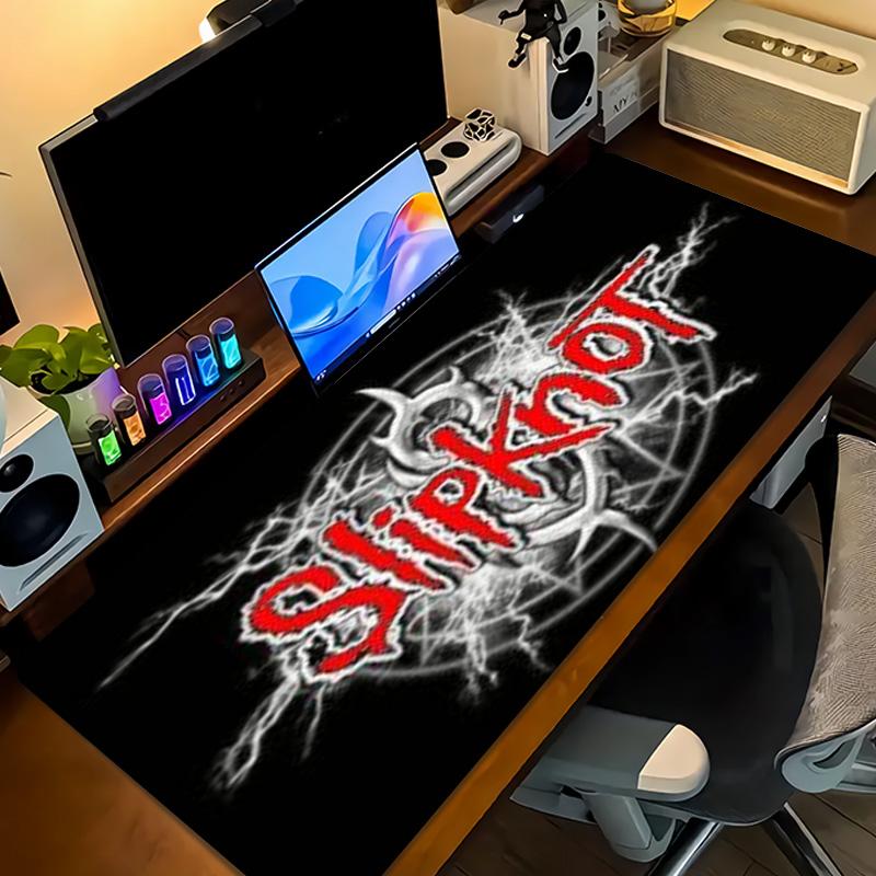 Slipknot Gradient Orange Yellow Background Logo Large Gaming Mouse Pad Non Slip Desk Mat for Metal Fans