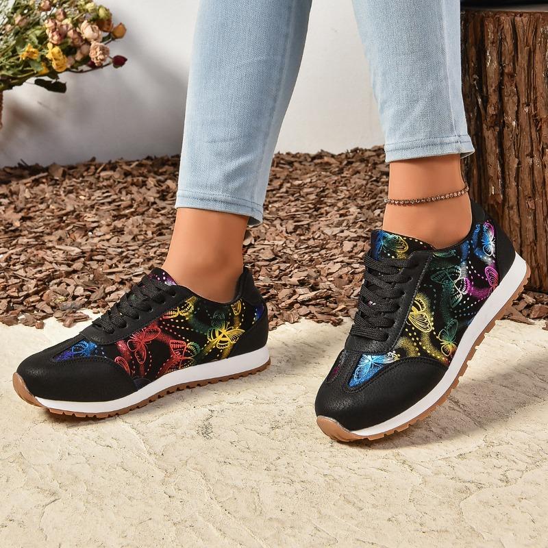 Women's Large Size Spring New Retro Old Flower Round Toe Comfortable Flat Shoes