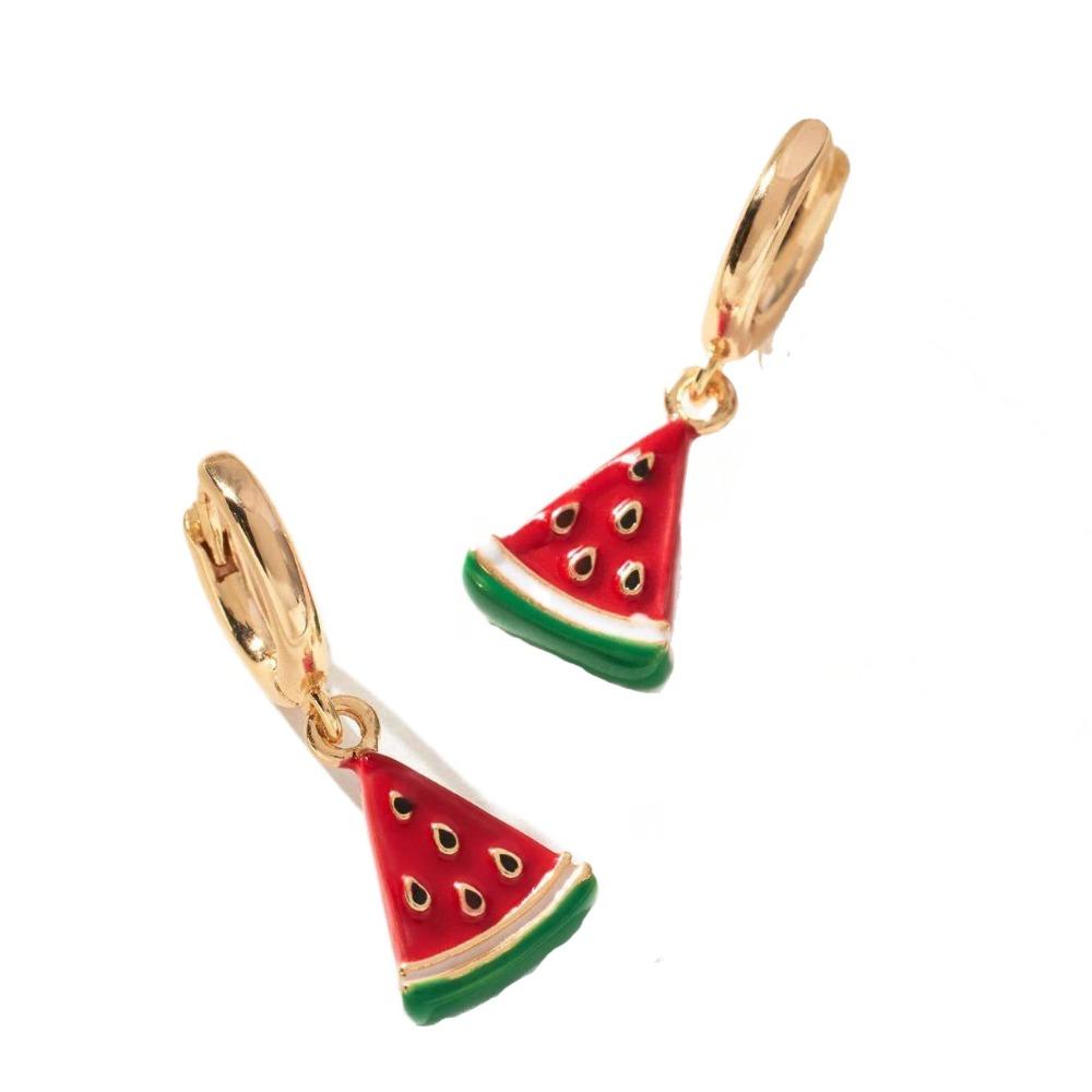Jewelry Accessories Fruit and Vegetable Earrings Lip Starfish Charms Ear Buckle Alloy Dripping Oil Enamel Hoop Earrings Girls