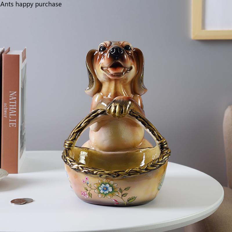 Resin Dog Ornament Storage Basket Candy Box Dried Fruit Plate Snack Tray Snack Tray Decoration Crafts Piggy Bank Storage Trays