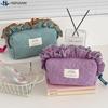 1PCS Vintage Ruffled Edges Fabric Makeup Brush Storage Pouch Cosmetic Makeup Bag For Women