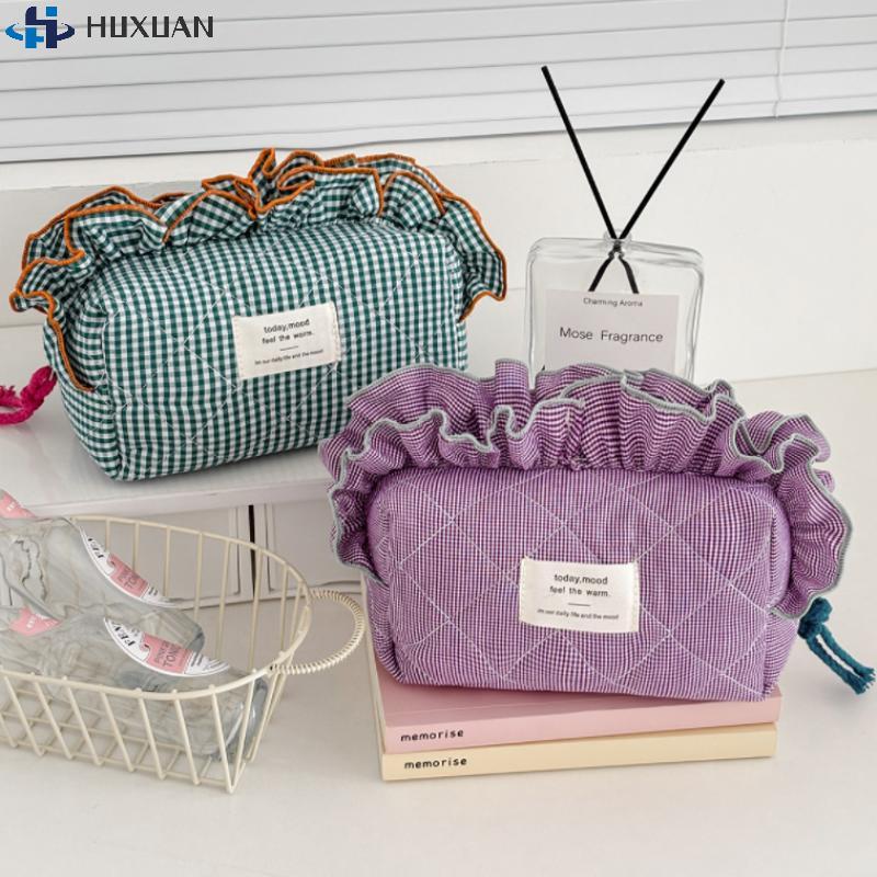 1PCS Vintage Ruffled Edges Fabric Makeup Brush Storage Pouch Cosmetic Makeup Bag For Women