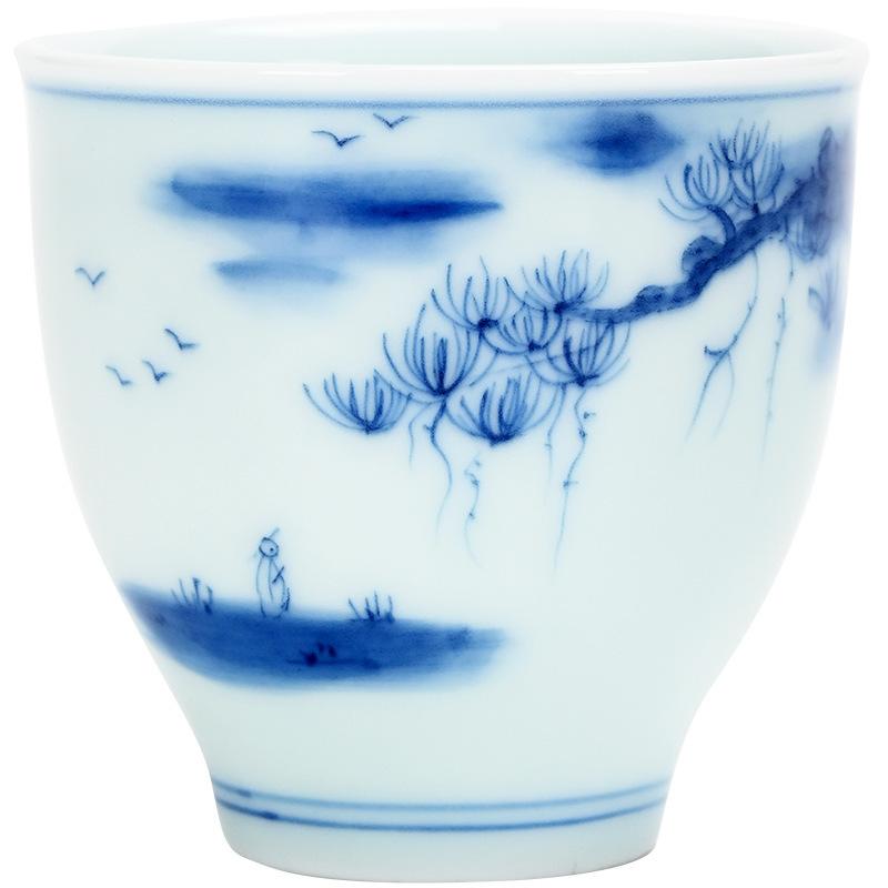 Hand-painted Ceramic Master Antique Blue and White Home Kung Fu Set Tasting Single Cup Bowl Large Tea Bo