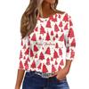 Women's T Shirt Christmas Print 3/4 Sleeve Daily Weekend Fashion Basic Round Neck Regular Top