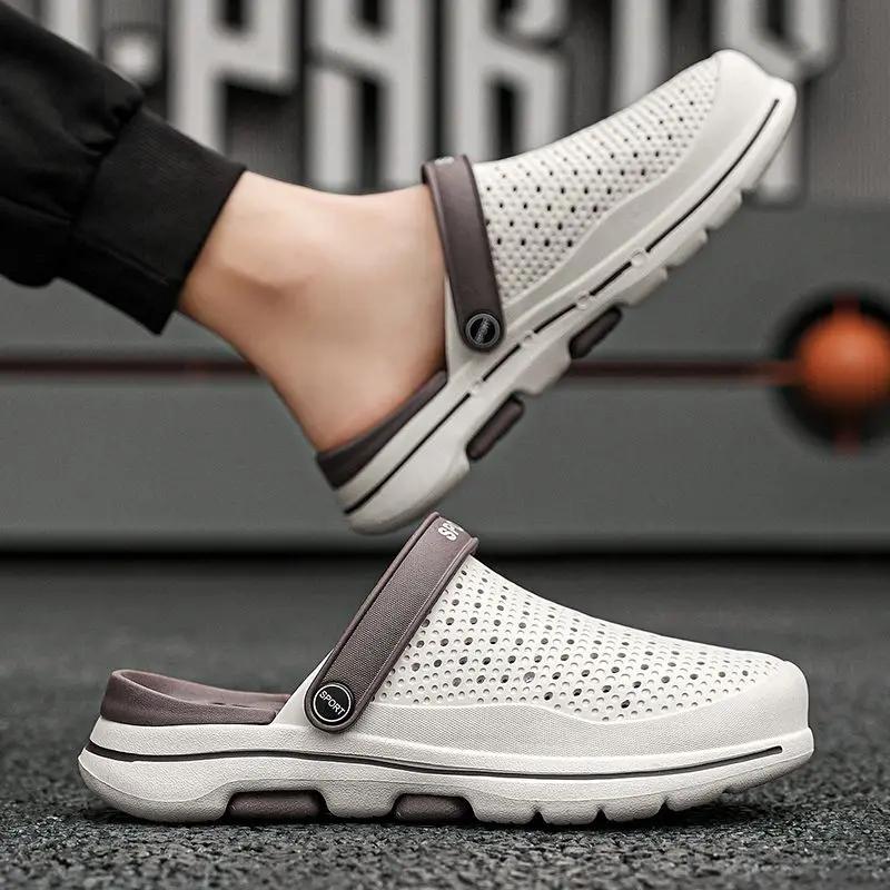 

Модные шлепанцы Пляжные Мягкие Для прогулок по дому Домашние Сабо Мужская обувь С отверстиями Домашние Мужские тапочки Низкая цена 2025 Мода Ева Удобные Тренд 36