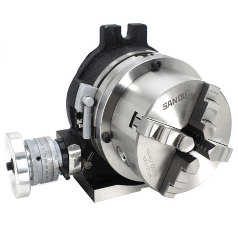 HV8 Rotary Table with Four-Jaw Chuck, Universal Vertical/Horizontal Milling Machine Indexing Head