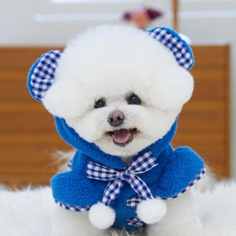 Christmas Cute Bow Cape Cloak Pet Cat Dog Pet Neck Water Scarf Decoration Dog Clothes Pet Double-sided Velvet Hoodie with Ears