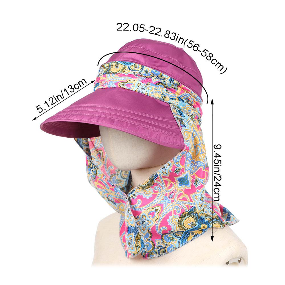 1Pc Summer Anti-UV Sun Hat Women Wide Brim Floral Print Caps Foldable Portable Sun Visor Hat Outdoor Riding Sunscreen Beach Cap