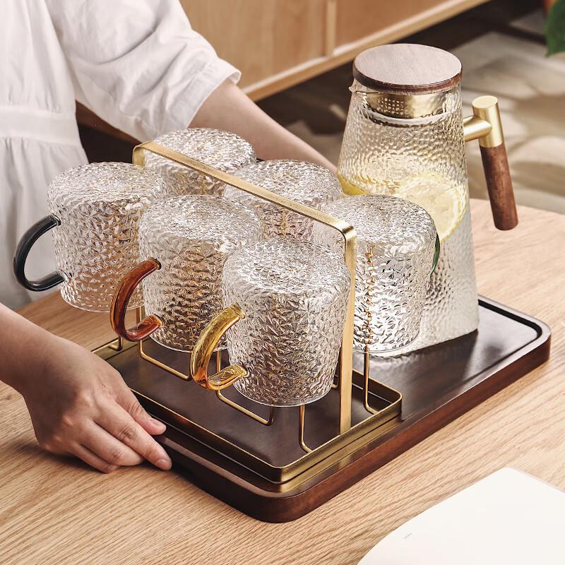 Bei Yi Pin Hammered Glass Water Cup Set with Elk Holder