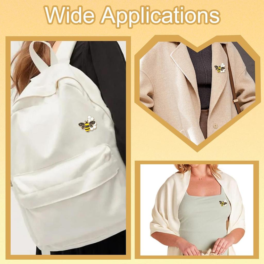 Airssory 5 Pcs Golden Color Bee with Beehive Enamel Alloy Brooches Lovely Insect Animal Badge Pins for DIY Clothes Backpack Decooration Craft Banquet