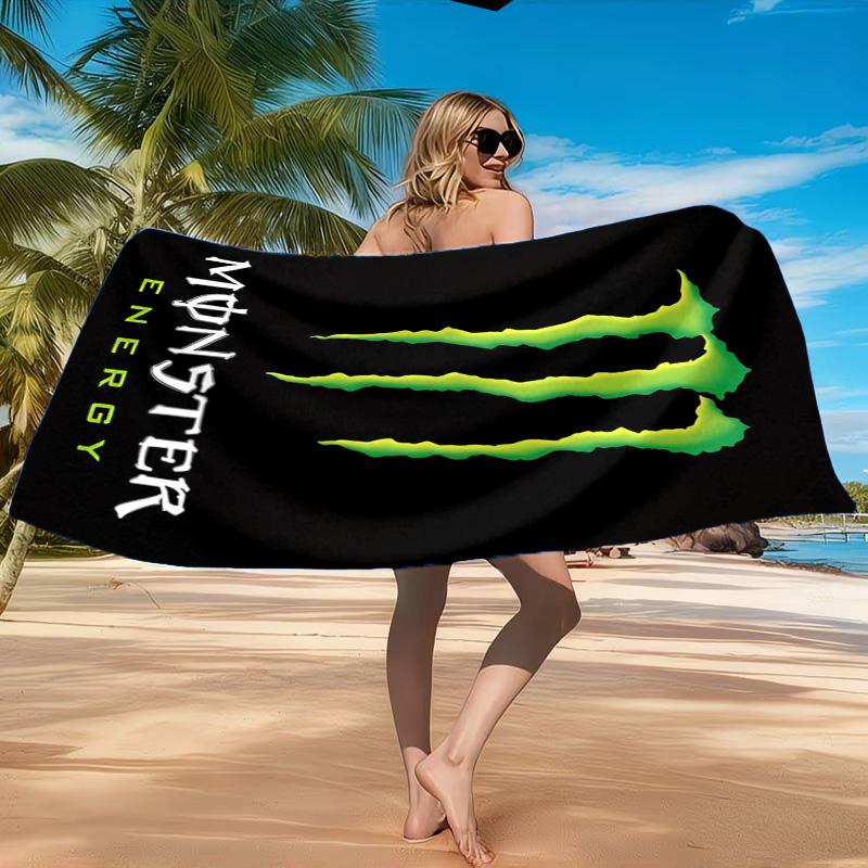 Prosop de Plajă cu Logo Băutură Energizantă Puternică, Uscare Rapidă, Ușor de Întreținut, Potrivit atât pentru Fitness, cât și pentru Vacanțe la Plajă, Esențial Sportiv
