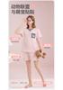 Fenteng [100% Cotton] Summer New Round Neck Sweet Cool Sports Short Sleeved Home Clothes Set for Women's Pajamas