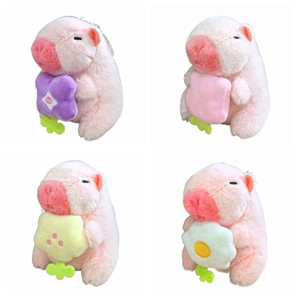 Toy Capybara Key Ring Soft Plush Hanging Ornament Trendy Cartoon Doll Keychain  Party