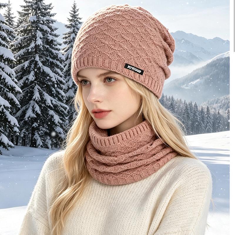 Winter Knit Beanie and Neck Warmer Set Warm Slouchy Hat Scarf for Men Women Cold Weather