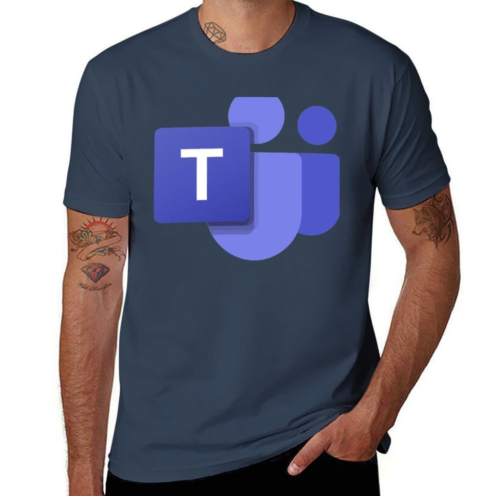 Футболка с синим логотипом Microsoft Teams футболки для мужчины упаковка хлопковая мужская футболка упаковка хлопковой футболки с принтом Футболка S