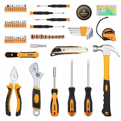DEKOPRO 100-Piece Tool Set, Home Repair Tool Kit, Plastic Tool Box Storage, Includes General Household Hand Tool Kit