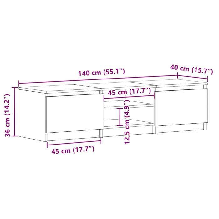VidaXL Meuble TV chêne artisanal 140x40x36 cm bois d'ingénierie, support tv, meuble télé, meuble multimédia, banc tv, meuble 861139