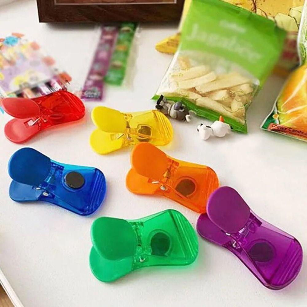 

6Pcs Colorful Food Bag Sealing Clip Plastic Sealing Machine Magnets Food Sealing Folder Snack