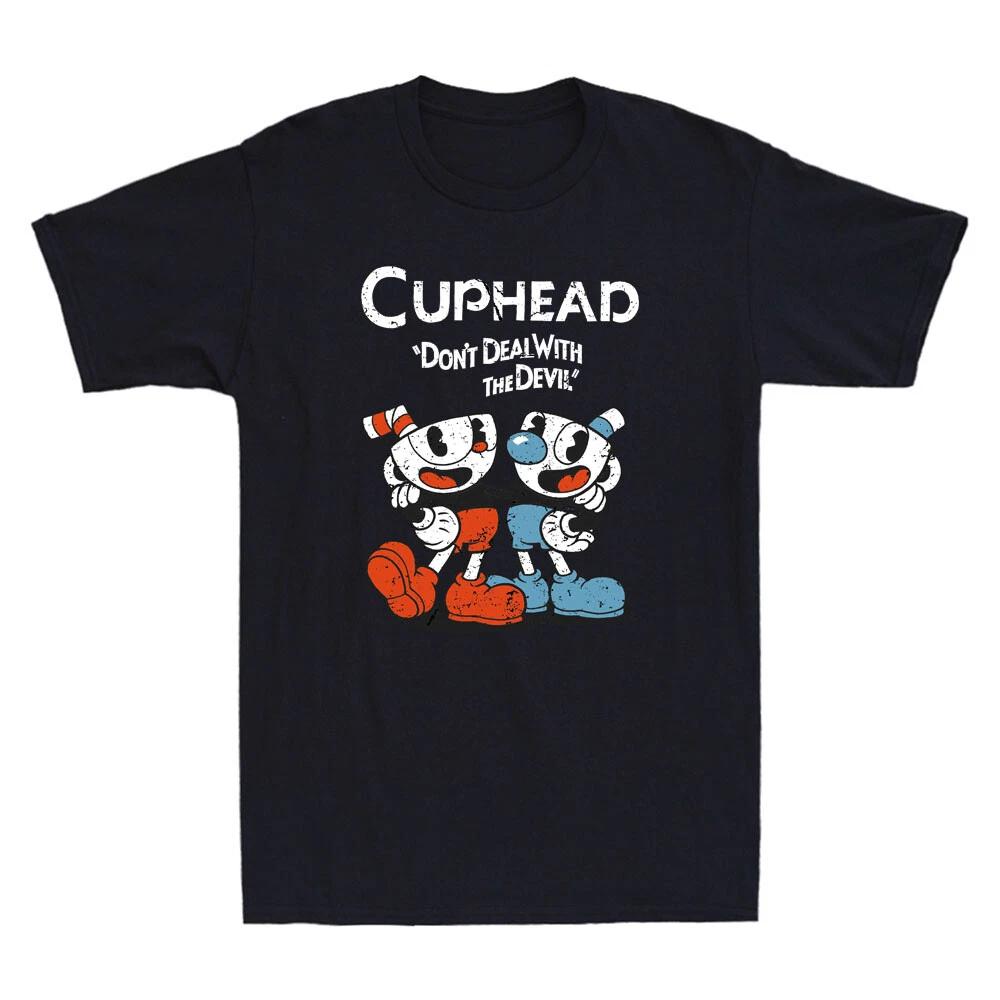 Men s and Women s T-shirts Cuphead Don t Deal With The Devil Video Game Vintage M
