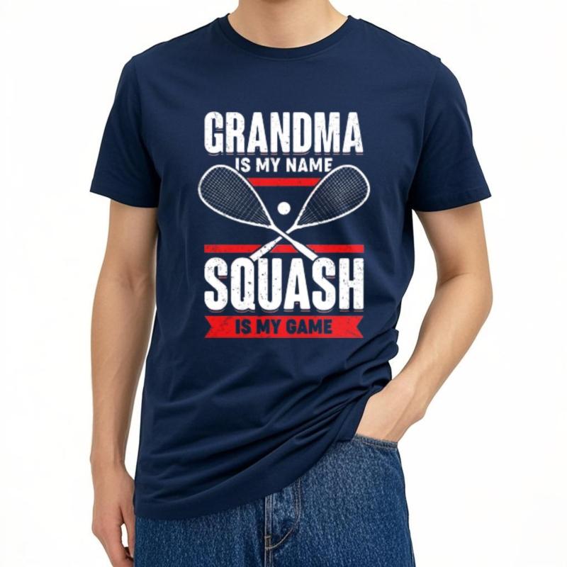 Funny Tshirt Adult Unisex Summer Tshirt Black Grandma Is My Name Squash Is My Game Trendy Unisex Tees Classic Tshirt Big Size Tee