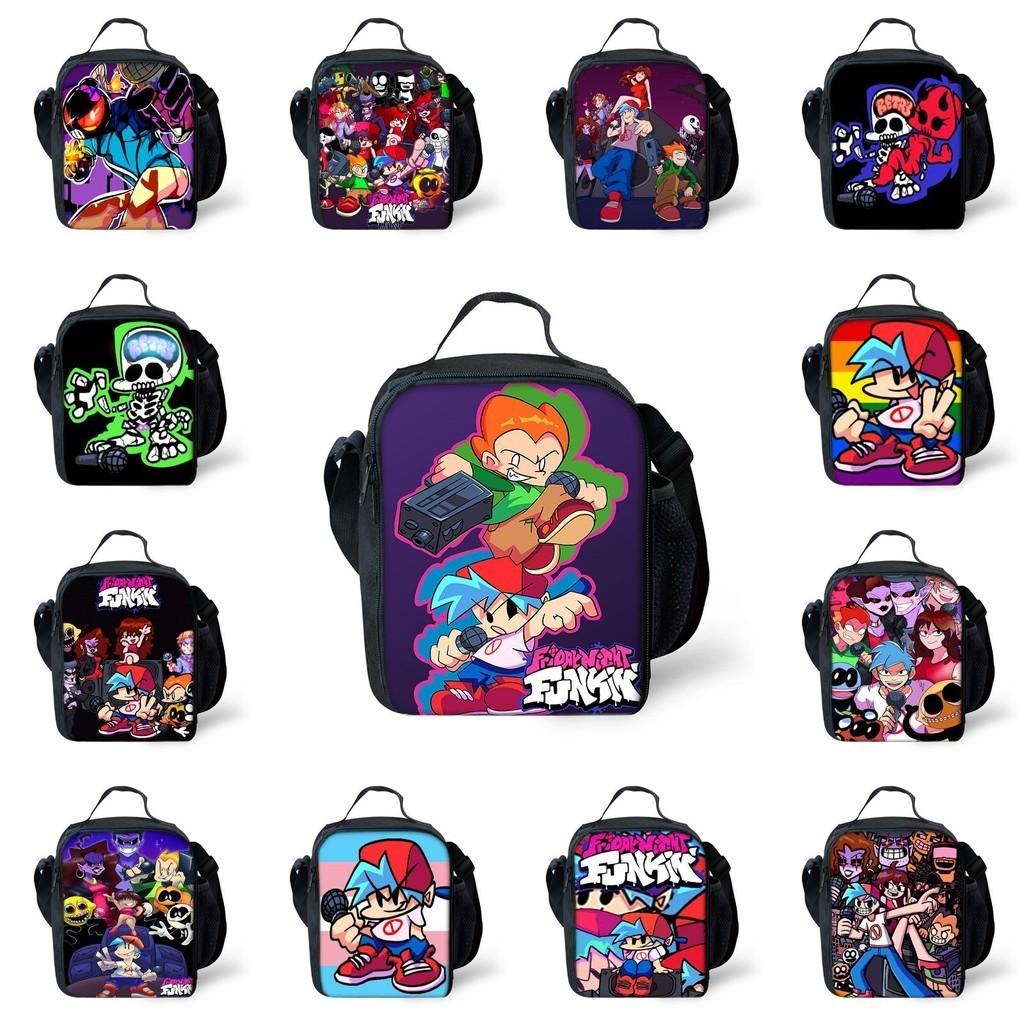 Funkin Night Friday Fnf Lunch Bags Thermal School Handbag For Kids Single Strap
