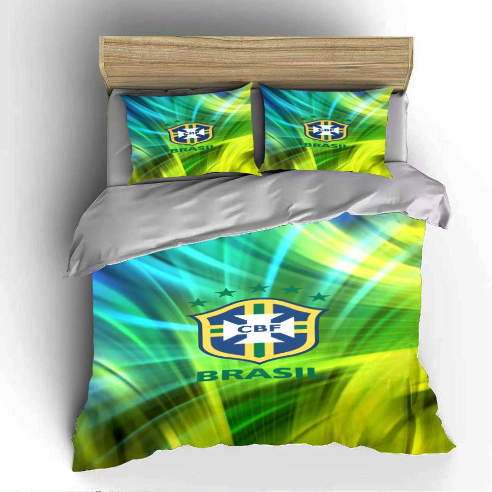 Brazil Football CBF Bedding Set Bedding Duvet Cover Set Duvet Cover Pillowcases Home Decor (1 * Duvet Cover 2 * Pillowcases, Without Duvet Insert)