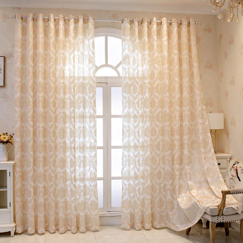 

1 шт. Золотая жаккардовая тюлевая штора для окна, оконное оформление для гостиной, спальни, балкона, домашний декор 100*250cm