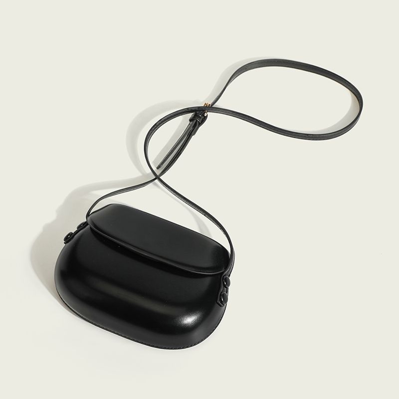 

Hong Kong Brand Phone Holder Genuine Leather Red Shell Bag Women 2025 New Arrival Fancy Fashion Crossbody Saddle Bag Black