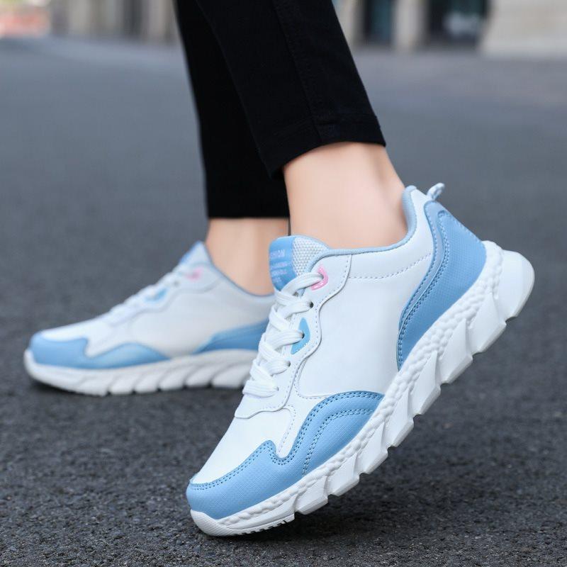 Spring Leather Waterproof Running Shoes for Women Shock-absorbing Ultra Light Versatile Moonlight Flat Sports Shoes for Women