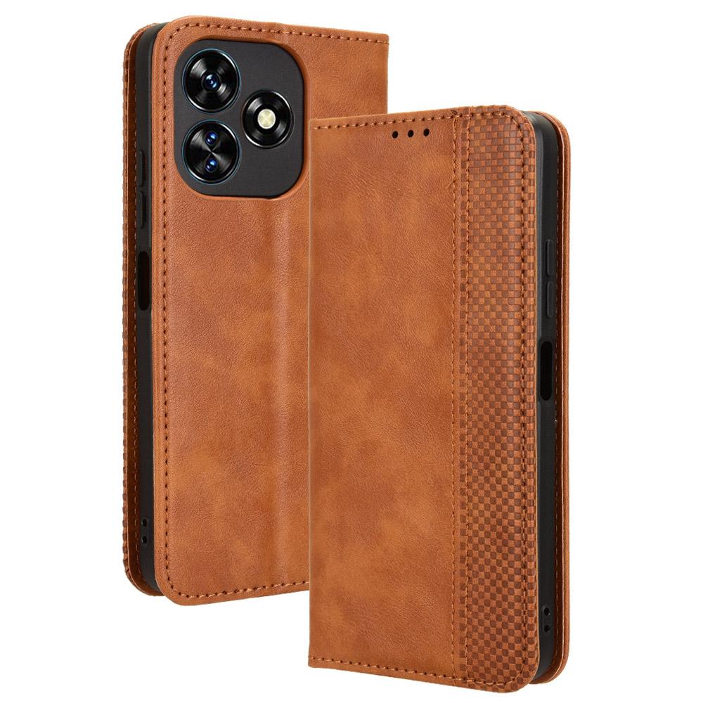 

Для Oukitel C51 Чехол Ретро PU Кожаный Кошелек Чехол для Телефона Подставка Brown