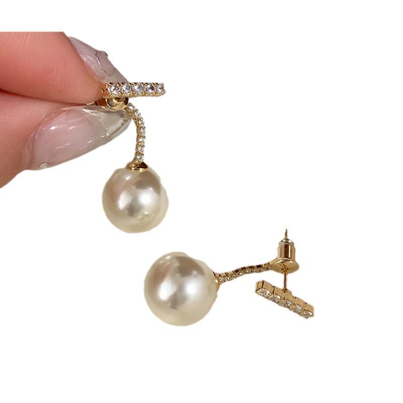 Dual-Wear Cubic Zirconia Pearl Tassel Stud Earrings: Unique, Fashionable, and Versatile Design for Women