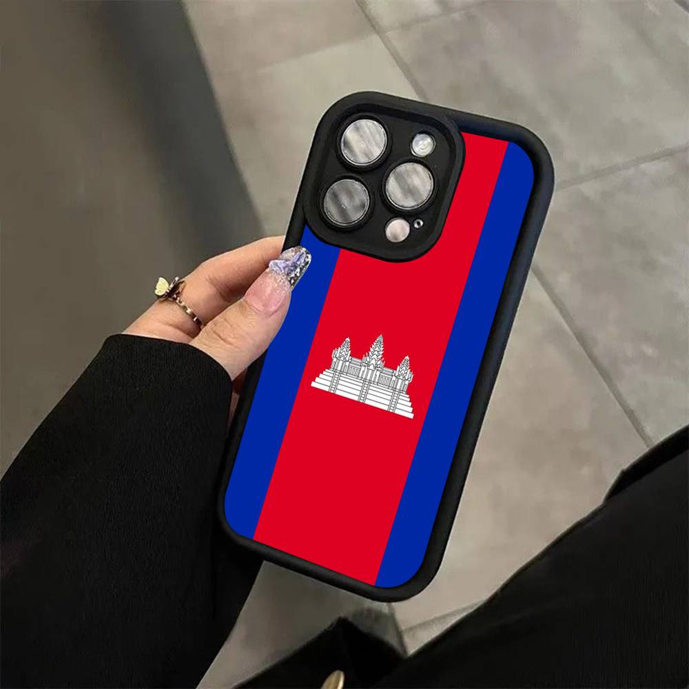 Cambodia Flag Soft Silicone Case For iphone 17 Air 16 15 14 13 12 11 Pro Max Plus Shockproof TPU Phone Cover