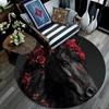 Schwarzes Pferd Runder Teppich, Teppich für Wohnzimmer Schlafzimmer Sofa Spielzimmer Dekor, Rutschfeste Fußmatte