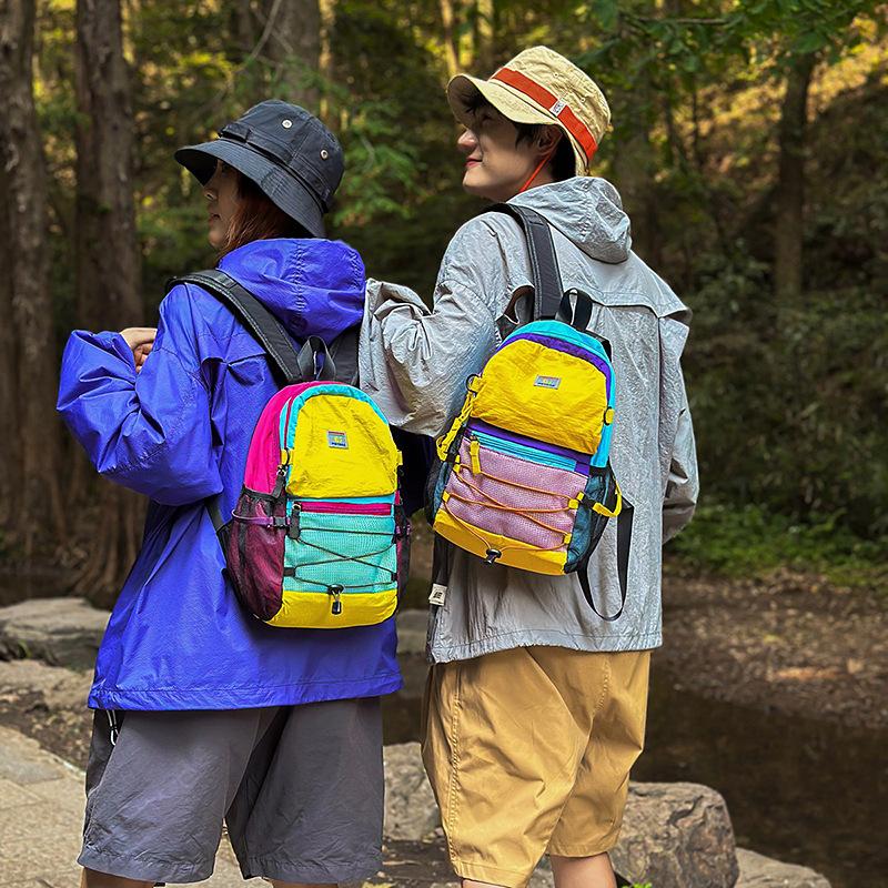 Color Matching Contrasting Color Picnic Mountaineering Bag Niche Design Sense Backpack Outdoor Hiking Backpack Student Small Schoolbag