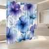 Watercolor Floral Shower Curtain – Purple & Blue Gradient Flowers, 70X70In, Fade-Resistant, Machine Washable, Includes Hooks