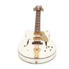 Guitar Brooch Pin White Hollow Stylish Style Wood Velvet Case Decorative with Safety Clasp Mini